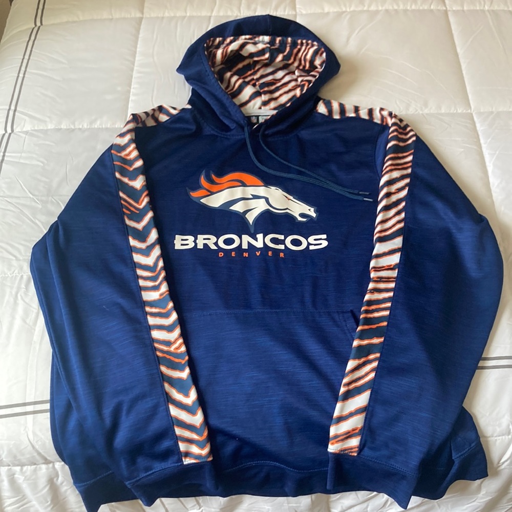 Denver broncos throwback tiger striped sweatshirt.size xl